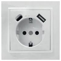 Розетка с заземлением и 2хUSB type A и C без рамки Stekker Эрна 50076