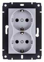 Розетка двойная с заземлением, без рамки Kollinger  REA-032GY