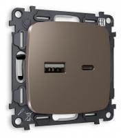 Розетка 2хUSB type A и C без рамки Ambrella Volt OMEGA MO641010