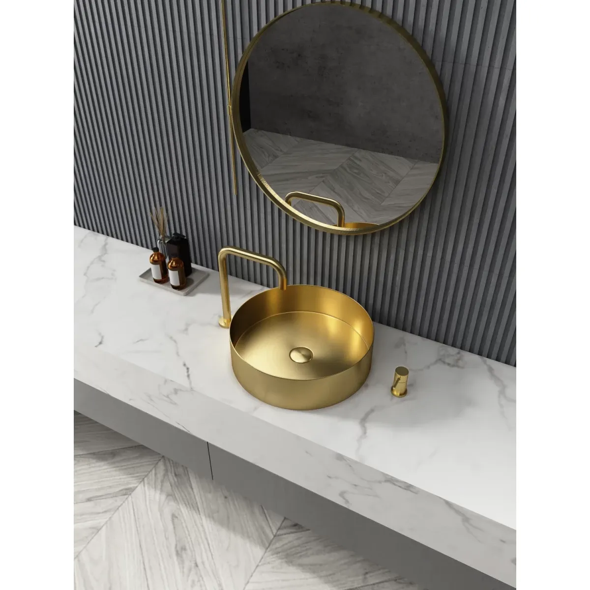 Раковина-чаша Oliveeka 8802-GD 40x40 см, накладная, золотой матовый