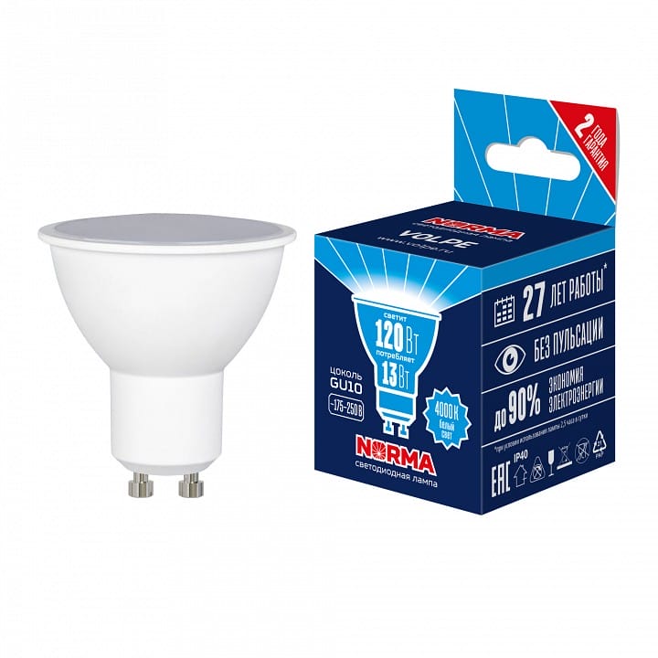 Лампа светодиодная Volpe LED-JCDR GU10 13Вт 4000K UL-00011008