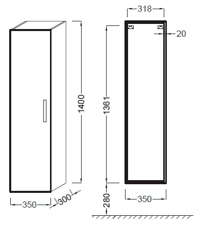 Шкаф-пенал Jacob Delafon Ola EB396-N14