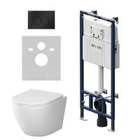 Комплект унитаза с инсталляцией AM.PM Like IS100138.801900 с черной матовой клавишей смыва