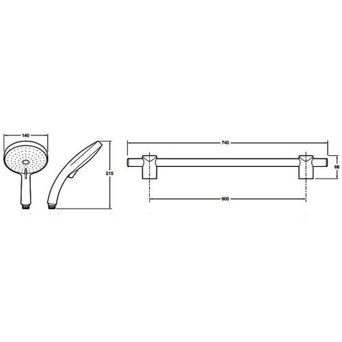 Комплект Jacob Delafon CITRUS 140 лейка шланг штанга(E12980-CP)