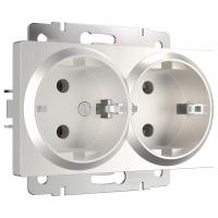 Розетка двойная с заземлением без рамки Werkel перламутровый рифленый W1172013