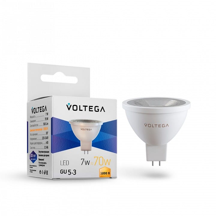 Лампа светодиодная Voltega Софит (Sofit) GU5.3 линзованный (Lens) GU5.3 7Вт 3000K 7259
