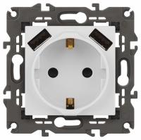 Розетка с заземлением и со шторкой и 2хUSB, без рамки Эра Эра Elegance 14-4109-01