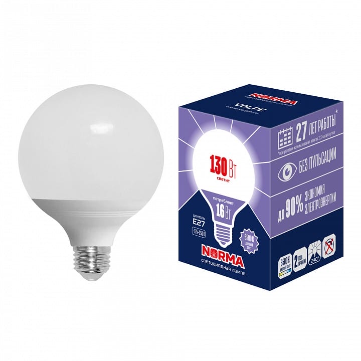 Лампа светодиодная Volpe LED-G95 E27 16Вт 6500K UL-00010995