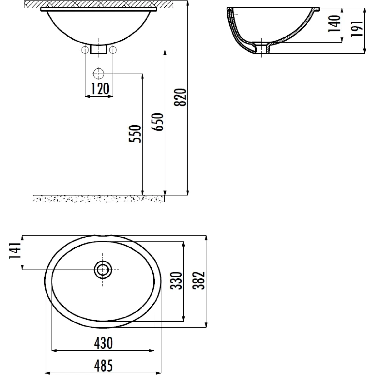 Раковина Creavit TP211-00CB00E-0000 48,5x38,2 см, встраиваемая снизу, белый