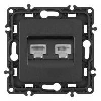 Розетка двойная RJ-11 и Ethernet RJ-45 без рамки Arte Milano am-217 217.44-1.black