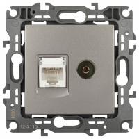 ТВ-розетка и розетка Ethernet RJ-45 без рамки Эра Эра 12 12-3110-16