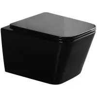 Унитаз подвесной GID Tr2155BL безободковый, с сиденьем микролифт, черный глянец