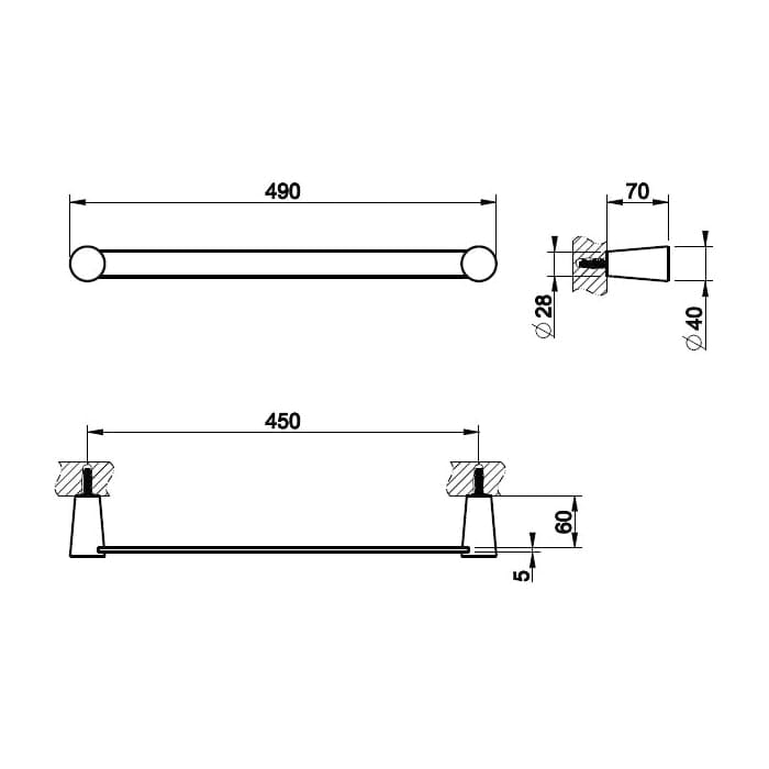Полотенцедержатель Gessi Cono 45 см 45500#707 черный