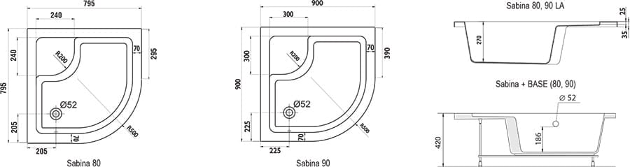Поддон Ravak Sabina-90 LA A217001020 белый