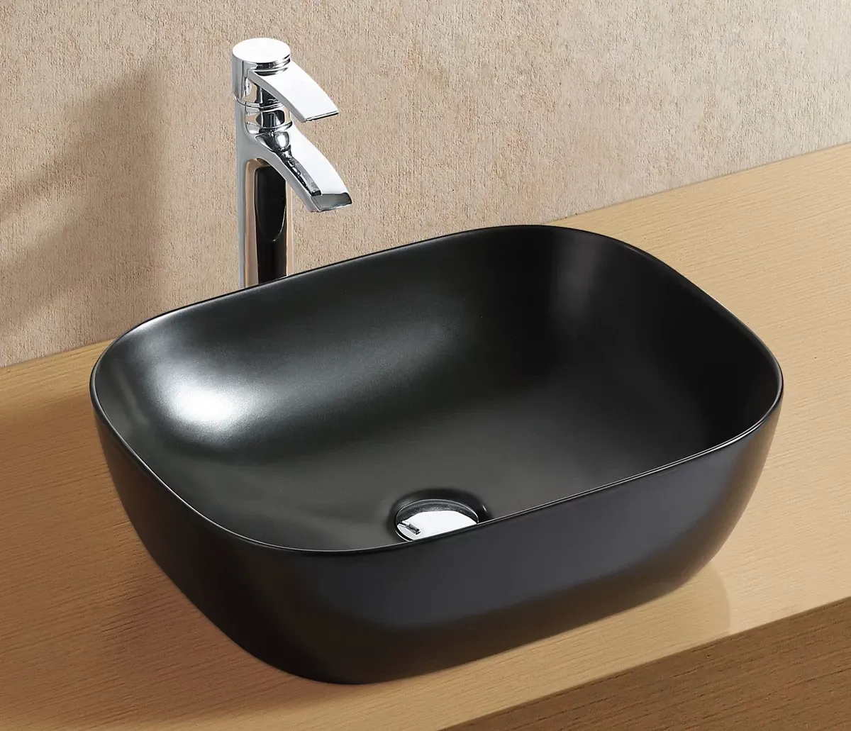 Раковина-чаша CeramaLux 78104MB 49x39,5 см, накладная, черный матовый