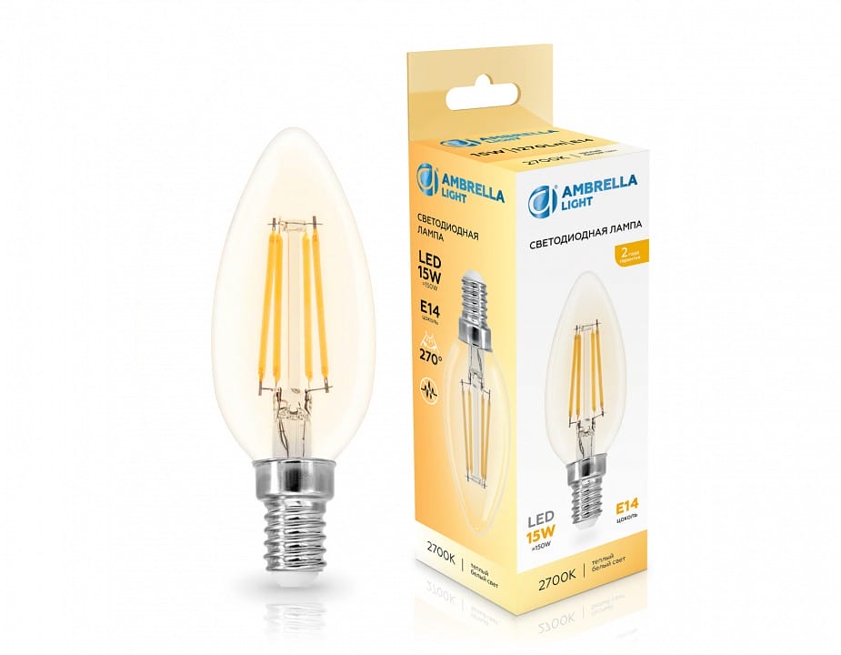 Лампа светодиодная Ambrella Light C35 E14 15Вт 2700K 351513