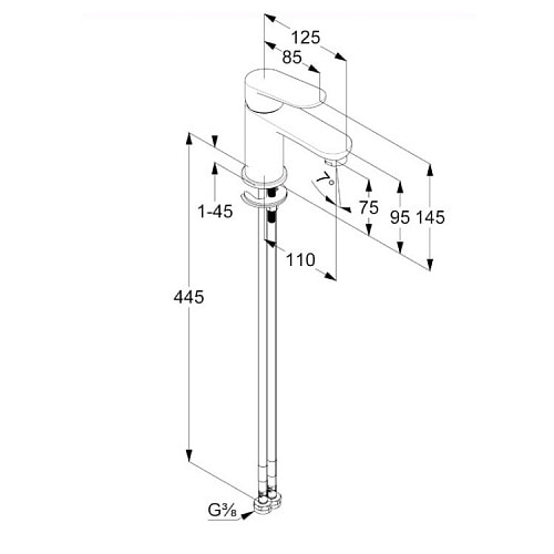 Смеситель для раковины Kludi X1 322903975 черный матовый
