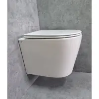 Унитаз подвесной CeramaLux TR5178 безободковый, торнадо, с сиденьем микролифт, белый