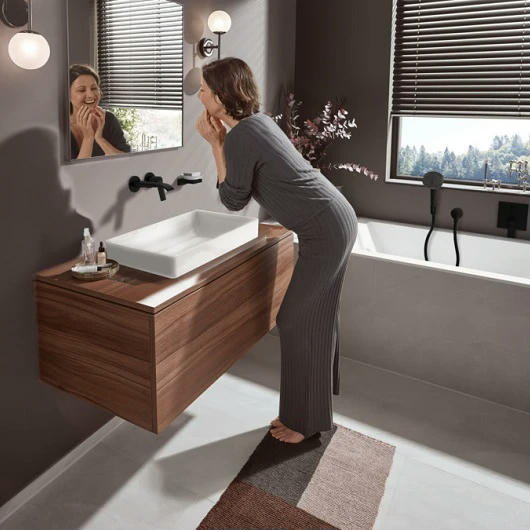 Смеситель для раковины hansgrohe Vivenis 75050670 со сливным гарнитуро матовый черный