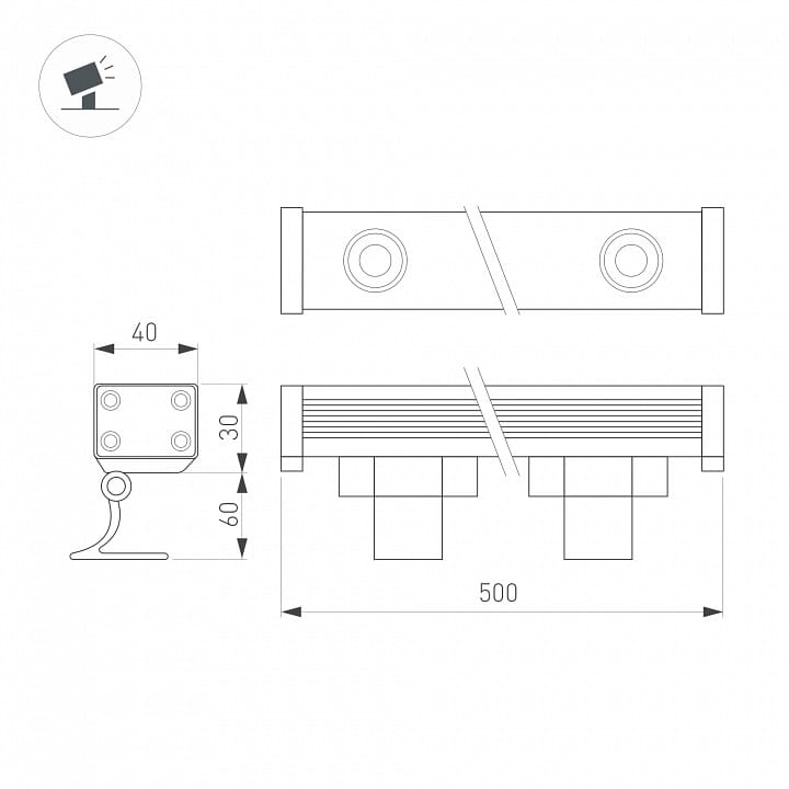 Настенно-потолочный прожектор Arlight AR-LINE-500-12W 051758