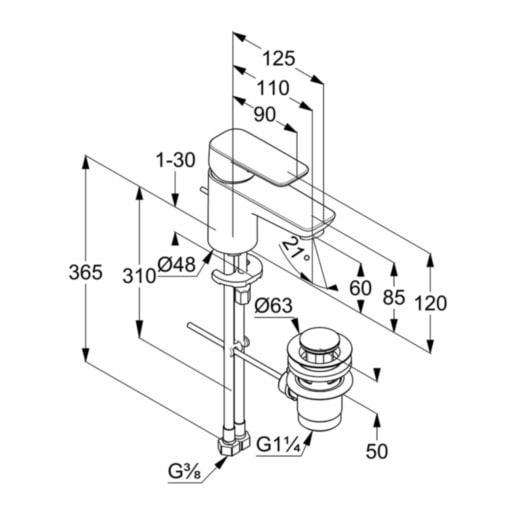 Смеситель для раковины Kludi PURE&STYLE 403850575 хром