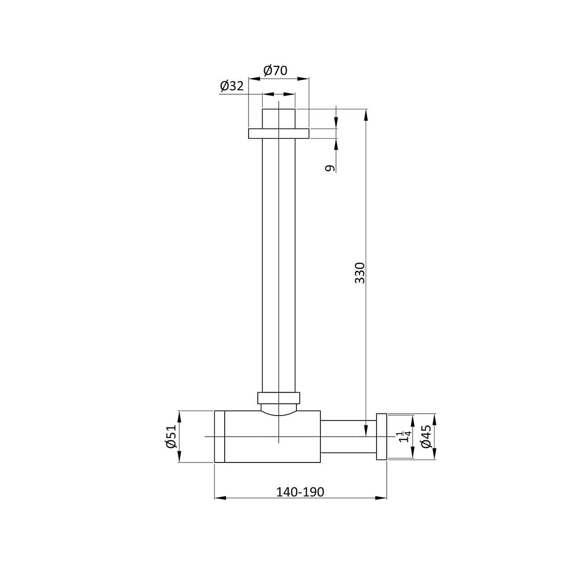 Сифон для раковины Vincea 30 см VSPH-1B01CH