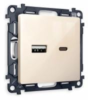 Розетка 2хUSB type A и C без рамки Ambrella Volt ALFA MA311010