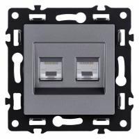 Розетка двойная Ethernet RJ-45 и со шторками, без рамки Kollinger Asthetik AS-018GY