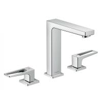 Смеситель для раковины hansgrohe Metropol 160 74515000 на 3 отверстия со сливным со сливным клапаном Push-Open
