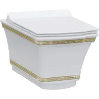 Унитаз подвесной Boheme Hermitage Gold 951-G безободковый, белый/золото