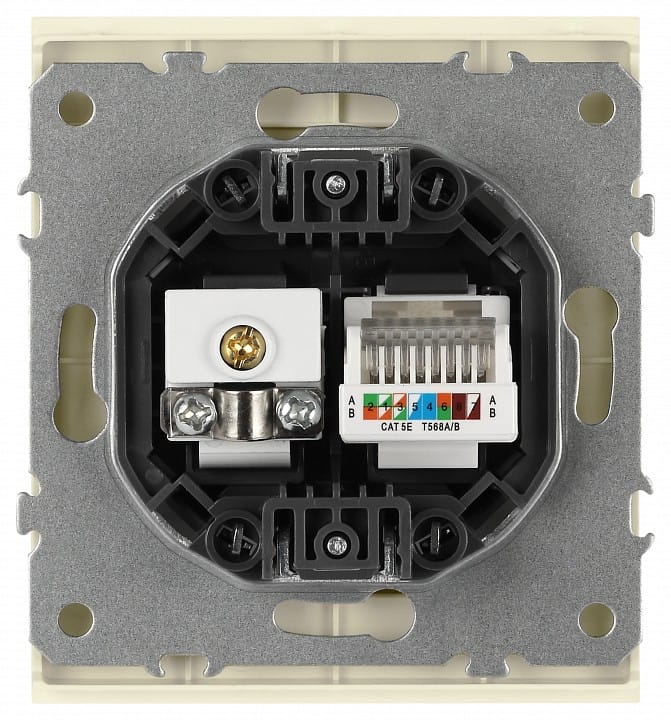 ТВ-розетка и розетка Ethernet RJ-45 без рамки Эра Arktik Б0070495