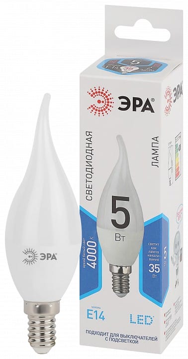 Лампа светодиодная Эра Стандарт E14 5Вт 4000K LED BXS-5W-840-E14