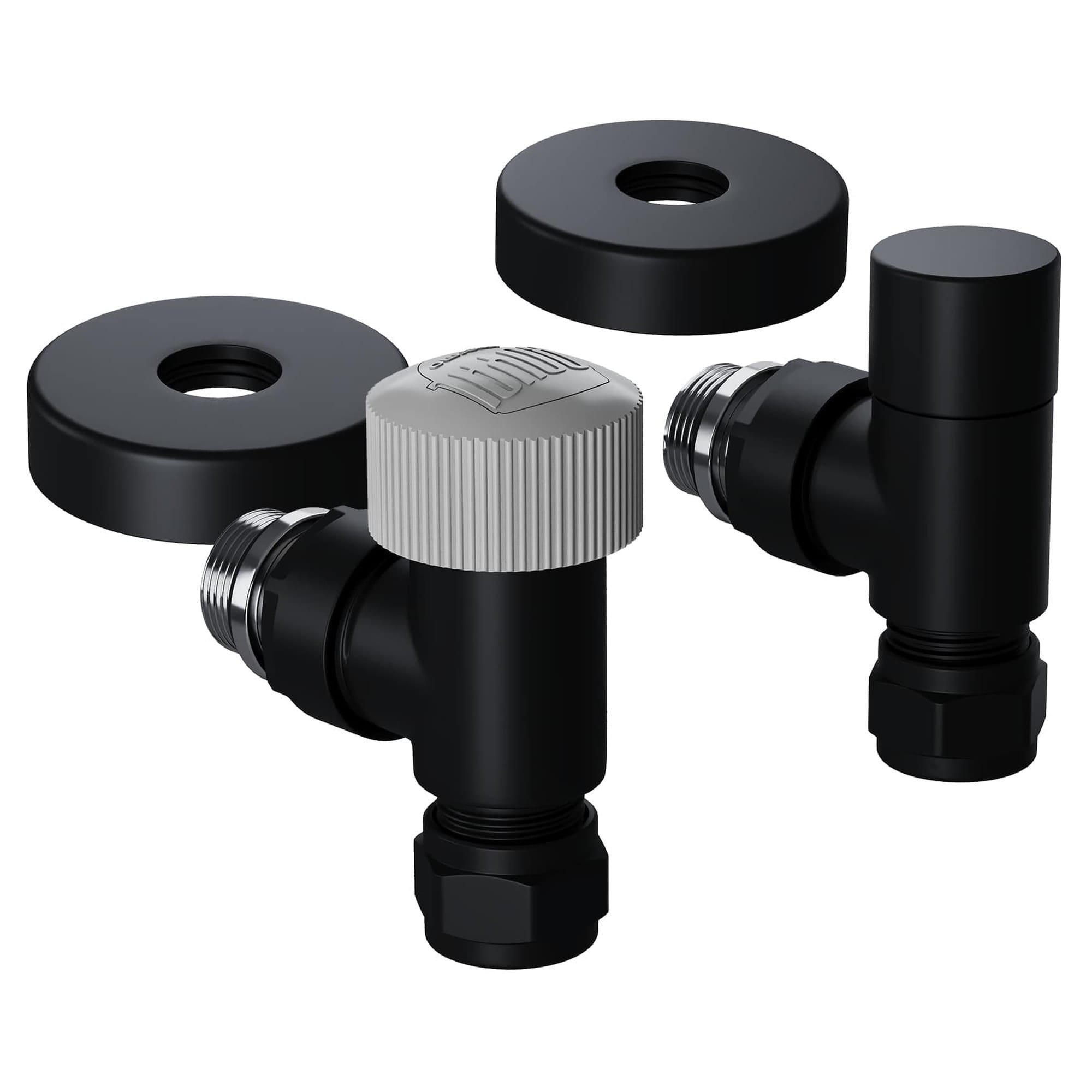 Набор термостатический угловой Royal Thermo Design Pro 15мм М30х1,5 (Черный)