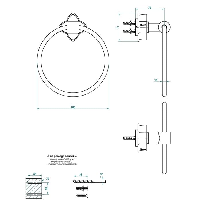 Полотенцедержатель THG Ptale de cristal clair U6A.F01.504N золото