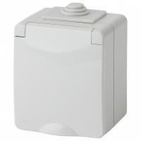 Розетка с заземлением и со шторкой, с крышкой Эра Эра Эксперт 11-2602-03