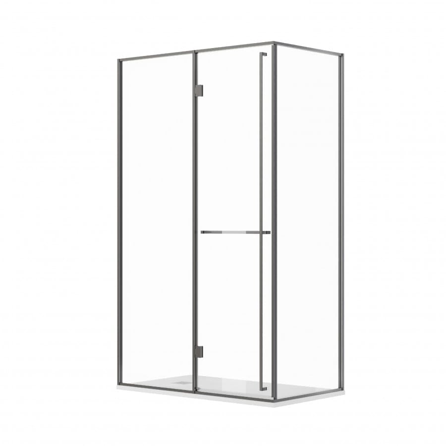 Дверь Roca Apex левая с боковой панелью 120x80 ZRU9307896 оружейная сталь стекло прозрачное