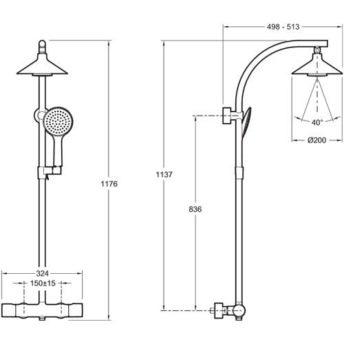Душевая стойка Jacob Delafon MOXIE термостат (E5799-CP)