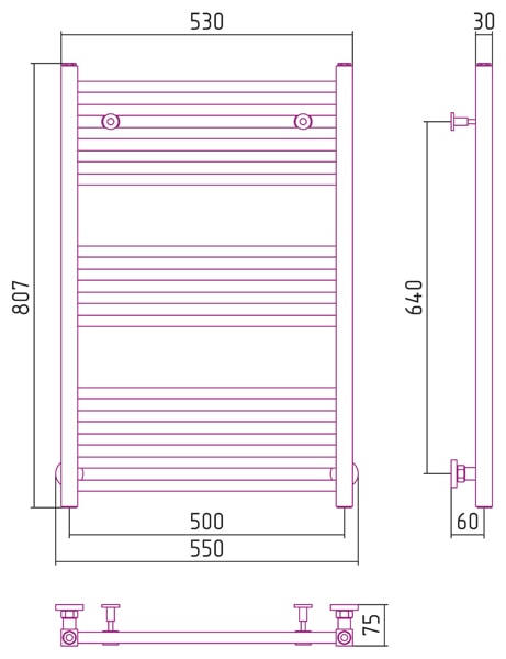 Полотенцесушитель водяной Сунержа Модус 80x50 00-0250-8050