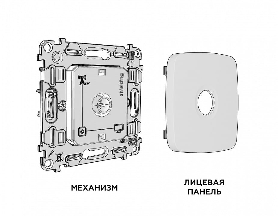 ТВ-розетка оконечная без рамки Ambrella Volt OMEGA MO913005