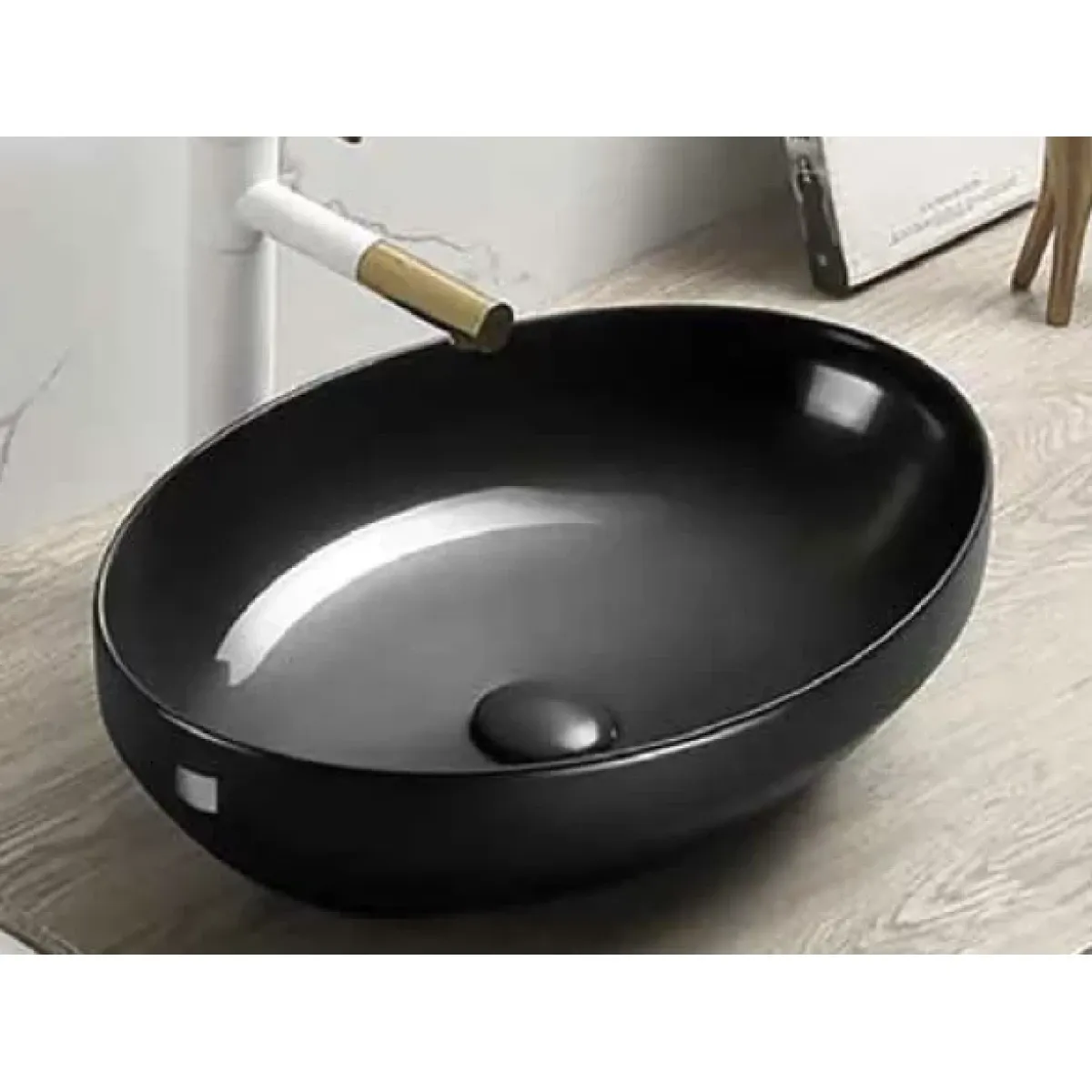 Раковина-чаша CeramaLux 78590B 50,2x36,3 см, накладная, черный глянец