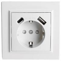 Розетка с заземлением и 2хUSB type A и C Stekker Эрна 50076