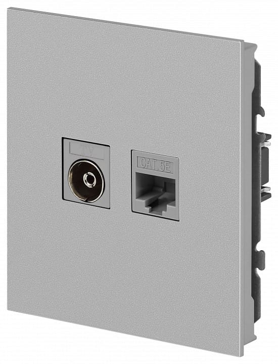 ТВ-розетка и розетка Ethernet RJ-45 без рамки Эра Arktik Б0070496