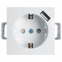 Розетка с заземлением и со шторкой и USB, без рамки Stekker Эрна 39318