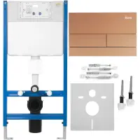 Инсталляция для унитаза Rea T KPL-E0053 с кнопкой смыва, медь матовая