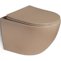 Унитаз подвесной SantiLine SL-5102 безободковый, с сиденьем микролифт, коричневый матовый