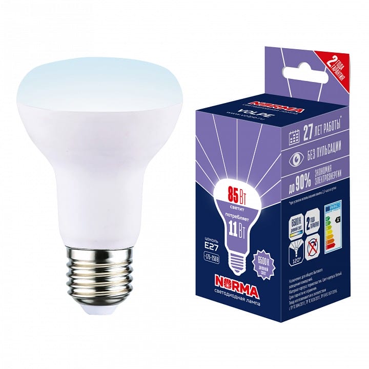 Лампа светодиодная Volpe LED-R63 E27 11Вт 6500K UL-00010999