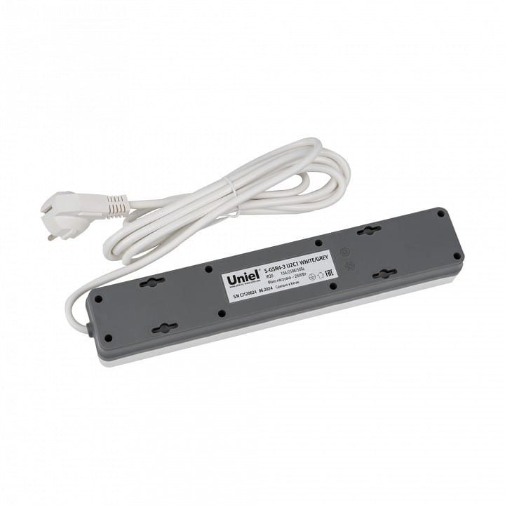 Сетевой фильтр Uniel S-GSR4-3 U2C1 WHITE/GREY UL-00012108