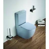 Унитаз-компакт CeramaLux 2166XMHL безободковый, с сиденьем микролифт, голубой матовый