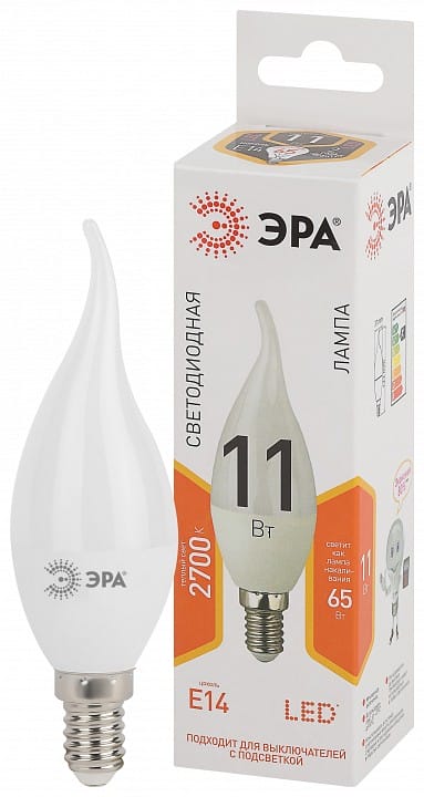 Лампа светодиодная Эра Стандарт E14 11Вт 2700K LED BXS-11W-827-E14
