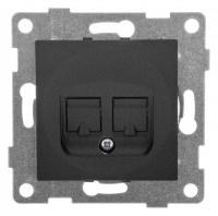 Розетка двойная RJ-12 и Ethernet RJ-45 без рамки Gusi Electric BRAVO С10КТ-010